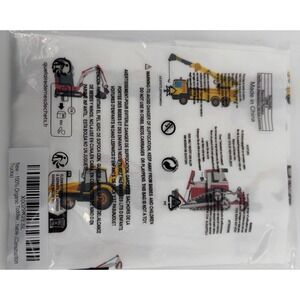 Addison Belle  100% Organic Toddler‎ Construction Trucks Pillowcase White Yellow